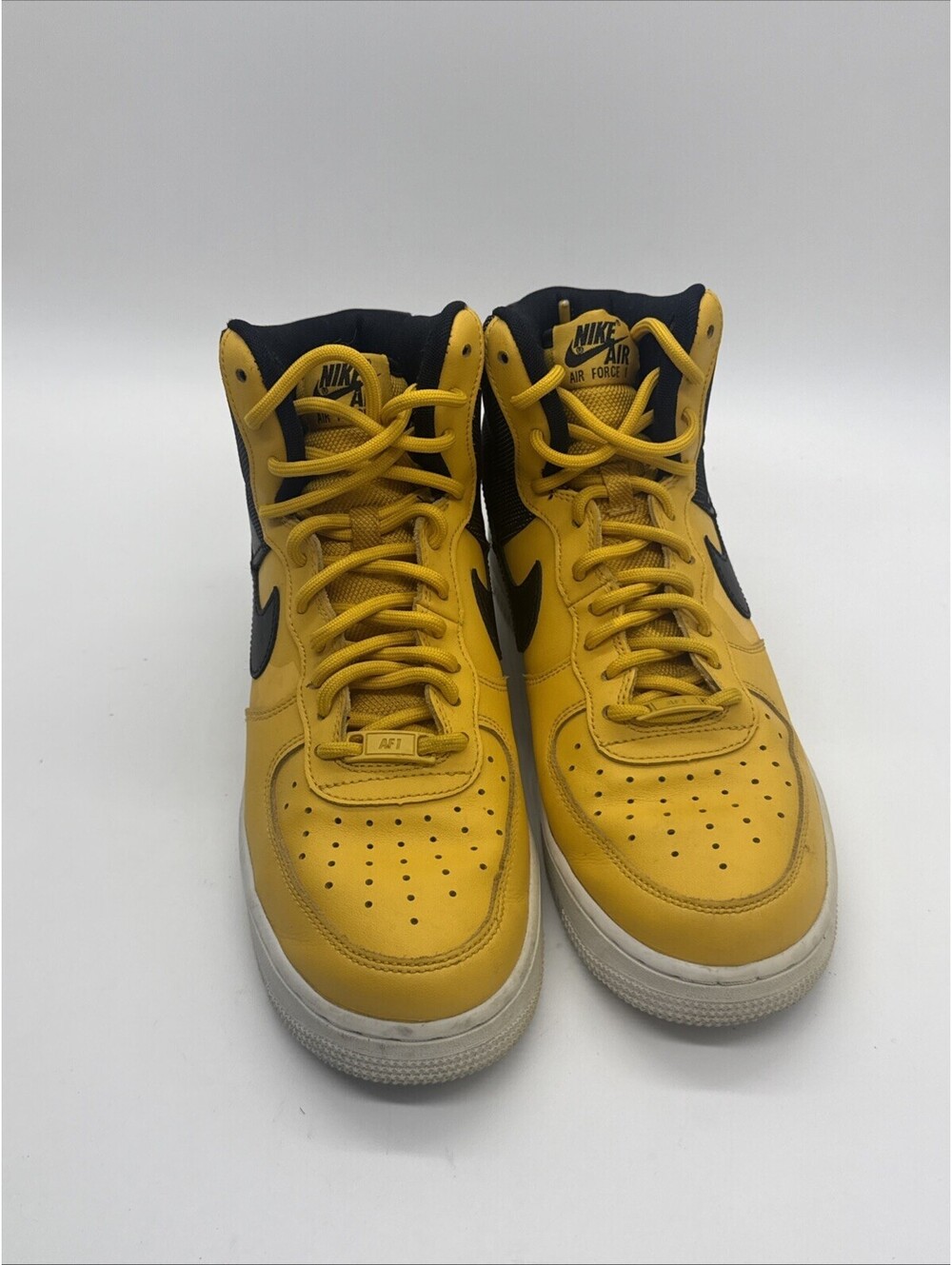 Nike Air Force 1 High LV8 Yellow Black Leather Sneakers Mens Size 7.5 AV8364-700